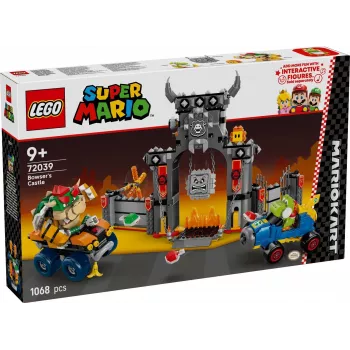 LEGO konstruktora komplekts 72039 Super Mario Bowser cietoksnis ar Mario kartingu, interaktīvs rotaļu komplekts