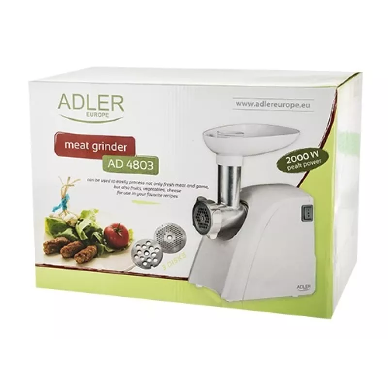Adler AD 4803 gaļas maļamā mašīna 800 W Nerūsējošais tērauds, Balta