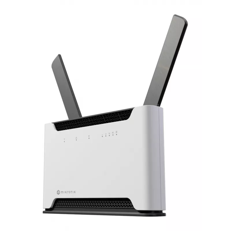 Bezvadu maršrutētājs MikroTik Chateau PRO ax — divjoslu 2,4/5 GHz, 3548 Mbit/s, PoE, 5x LAN, 2 ārējās antenas, pelēks/balts
