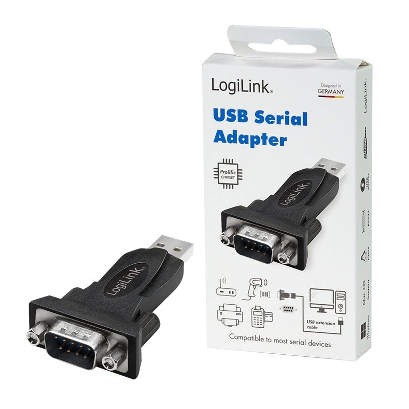 LogiLink AU0002F RS-232 USB 2.0 adapteris vīrišķā tipa, melns