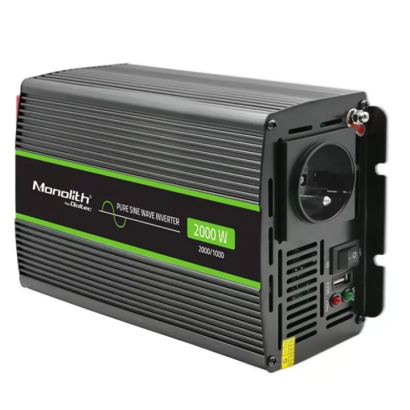 Auto invertors Qoltec Monolith 2000 W melns 12 V