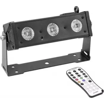 LED efektu gaisma EUROLITE BAR-3 DMX 3 LED — kompakta skatuves/gaismas aizkaru gaisma ar DMX vadību