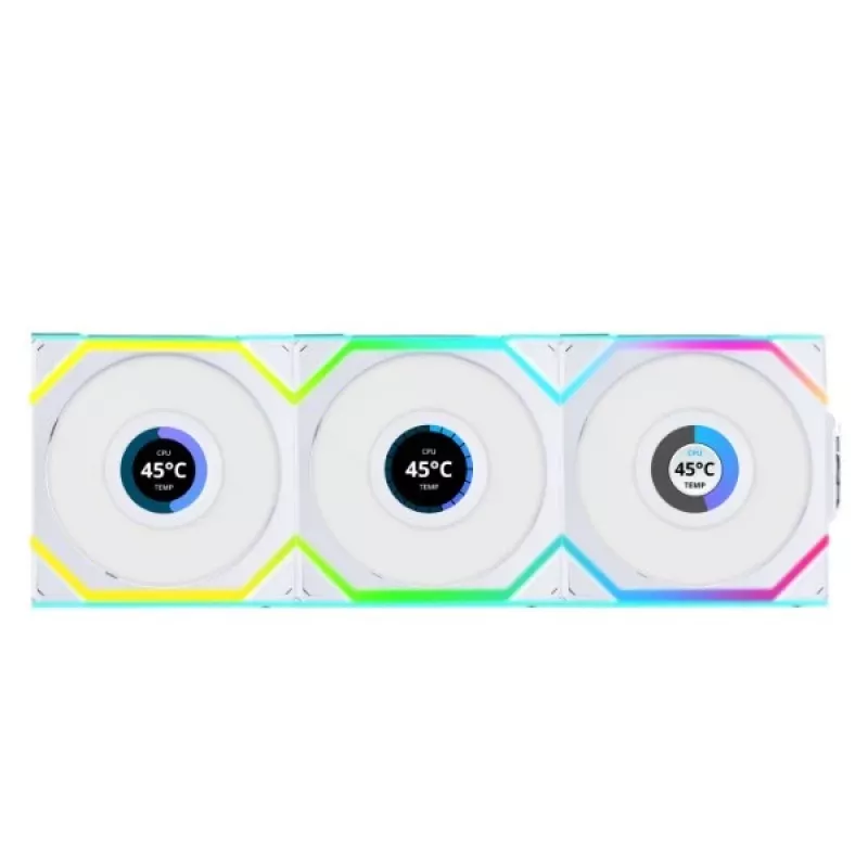 Fan Lian Li UNI FAN SL Wireless LCD 120 12 cm balta 3 pcs