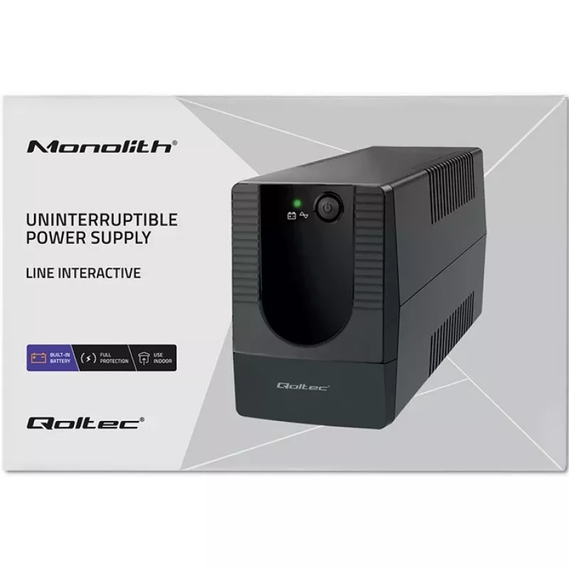 Qoltec 53774 nepārtrauktās barošanas avots (UPS) Line-Interactive 1 kVA 600 W 1 maiņstrāvas kontaktligzda