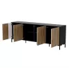 Kumode cama meble MERCI 200 x 40 x 74 cm — melna/amatnieku ozols, skaidu plātne