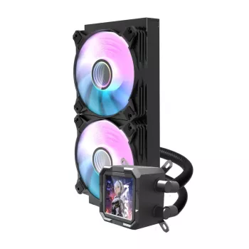 Universāls šķidruma dzesētājs procesoram Darkflash DV240S, 120 mm ventilatori, melns, atbalsta LGA1700/AM5 un citas ligzdas