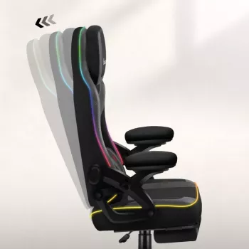 Spēļu krēsls huzaro HZ-FORCE 4.6 RGB Melns Mesh — ergonomisks, regulējams augstumā, RGB apgaismojums, auduma sēdeklis, maks. 130 kg