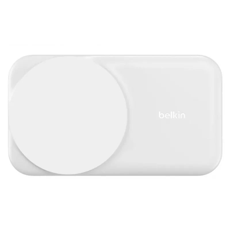 Belkin UltraCharge 25W Qi2 2 vienā salokāms bezvadu uzlādes statīvs, balts (WIZ038KQWH)