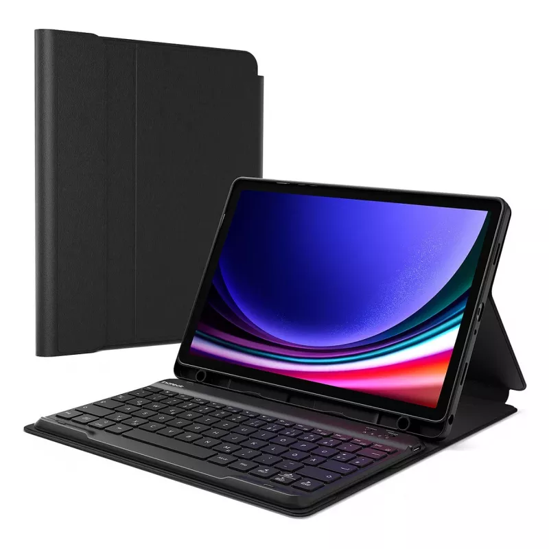 Planšetdatora folija maciņš Inateck N0028_Melns priekš Galaxy Tab A9+/A9 Plus 11 collas (27.9 cm) — 3 statīva režīmi, Bluetooth
