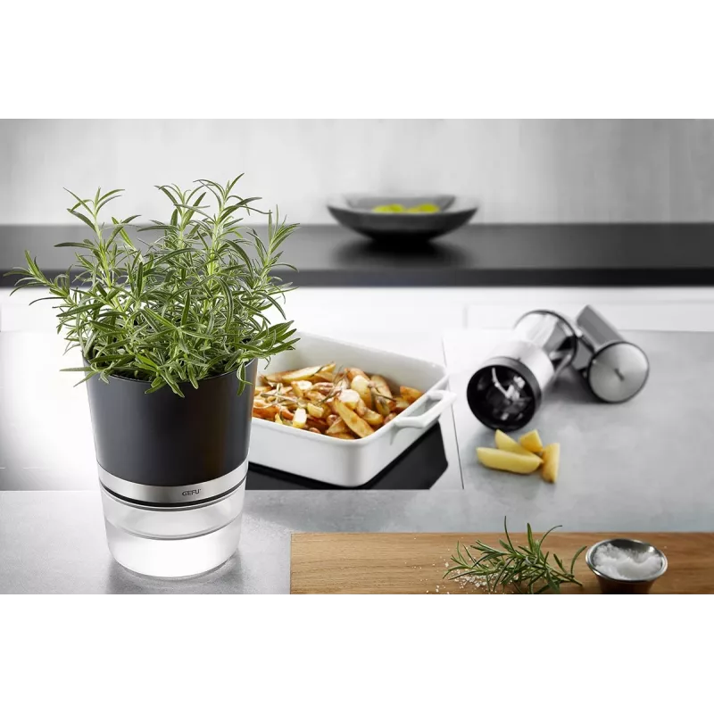 GEFU BOTANICO garšaugu pods, brīvi stāvošs, plastmasa, nerūsējošais tērauds, melns