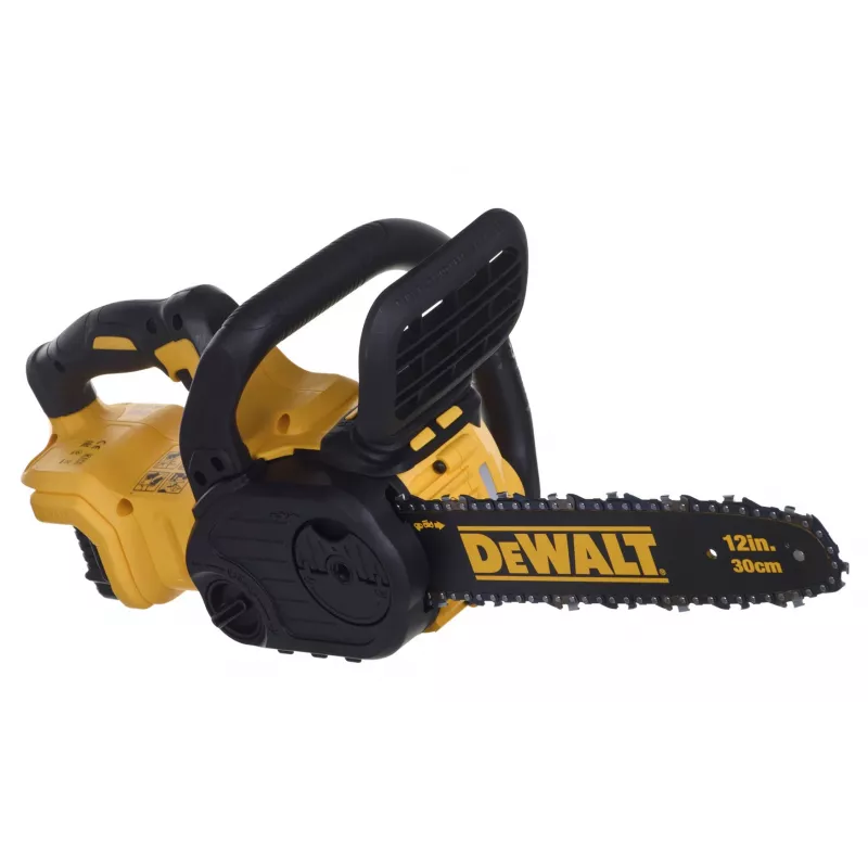 Motorzāģis DeWalt DCM565P1 — bezvadu, 30 cm sliedes, 5 Ah akumulators, 0,12 L eļļas tvertne