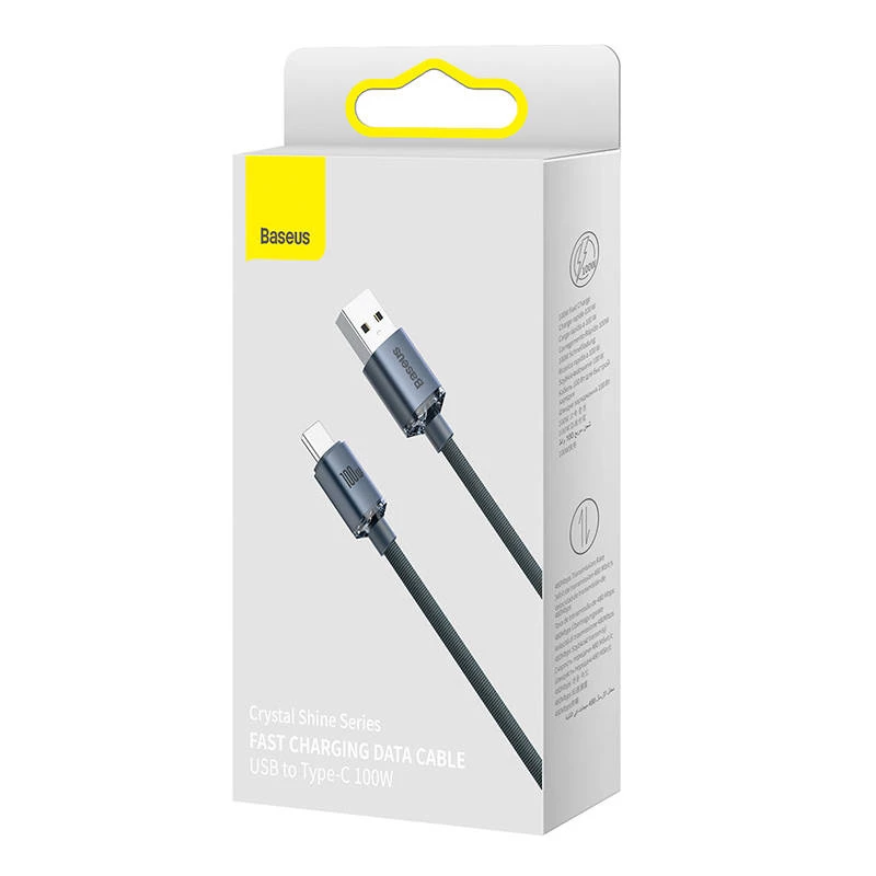 Baseus Crystal Shine kabelis USB uz USB-C, 100W, 2m (melns)