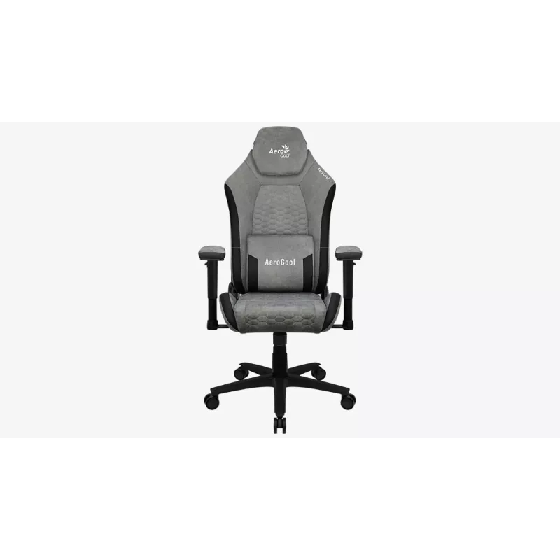 Aerocool Crown AeroSuede universāls spēļu krēsls ar polsterētu sēdekli, akmens pelēks