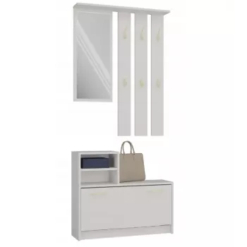 Wardrobe Shoe Cabinet top e shop VERA Cashmere GS1 — 1800×850×240 mm, veramas durvis, spogulis, 1 plaukts, 6 āķi