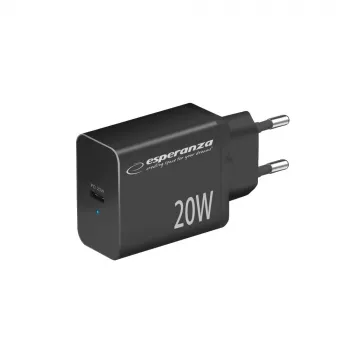 Tīkla lādētājs ESPERANZA EZC104K 20W Melns, USB strāvas adapteris portatīvām ierīcēm