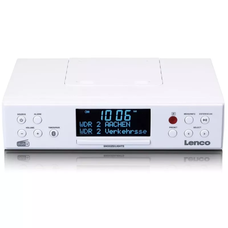Lenco KCR-190WH zem skapīša montējams virtuves radio ar PLL FM, DAB+ un Bluetooth, balts