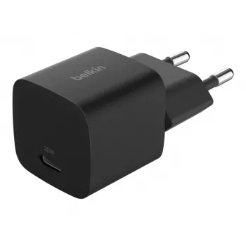 USB-C lādētājs Belkin BOOSTCHARGE 25W Power Delivery melns – ātrs USB‑C PD 25W sienas adapteris