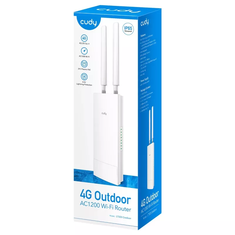 Cudy LT500 bezvadu maršrutētājs Fast Ethernet divjoslu (2.4 GHz / 5 GHz) 4G balts