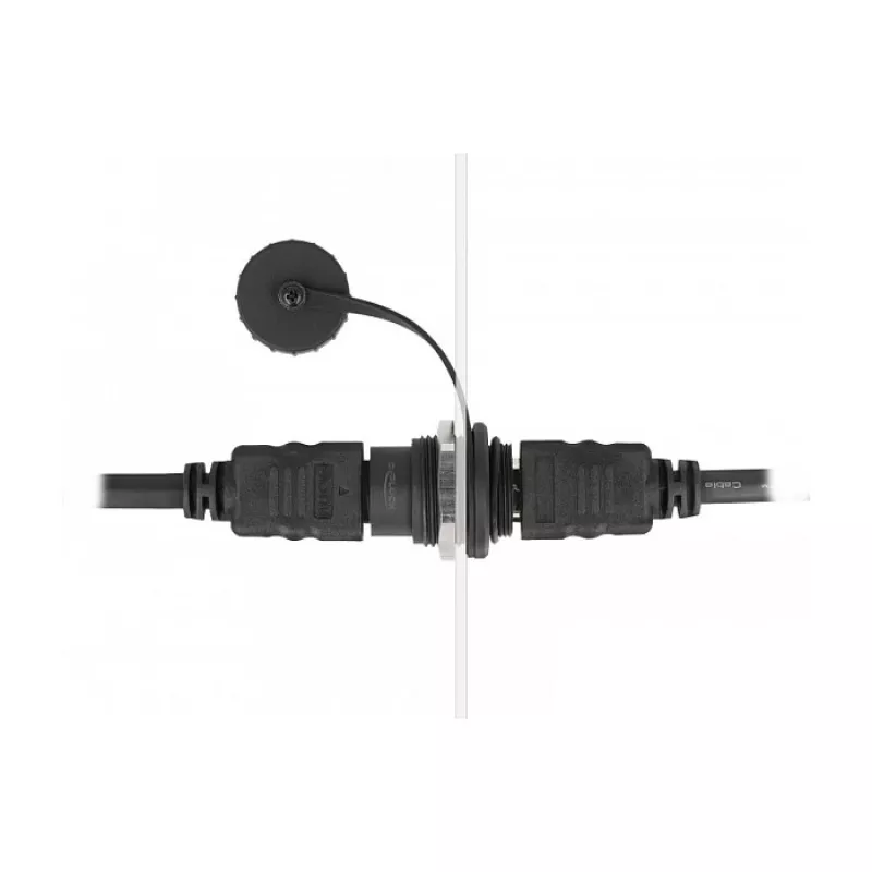 DeLOCK HDMI-A iebūvējamais savienotājs ar aizsargvāciņu, melns, 30,3 mm 23,5 mm
