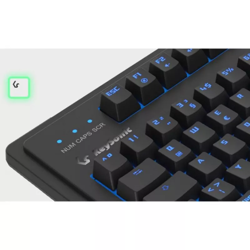 Vadu mehāniskā pilna izmēra tastatūra KeySonic KSK-8202ELU-T (DE) — USB, Vācu izkārtojums, Melna