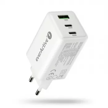 Strāvas lādētājs everActive SQ-655Q 65W, 1×USB-A + 2×USB-C ātra uzlāde