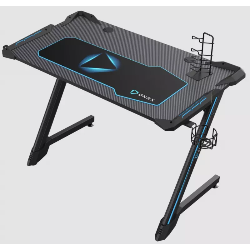 Onex | RGB spēļu galds ar krūzītes turētāju, austiņu āķi, gamepad turētāju, 114 cm (pl) | GD1200Z | Melns
