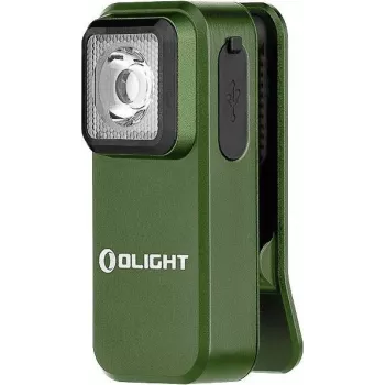 olight OCLIP LED klipša lampiņa zaļa ar diviem gaismas avotiem, multifunkcionāla (modelis 12972)