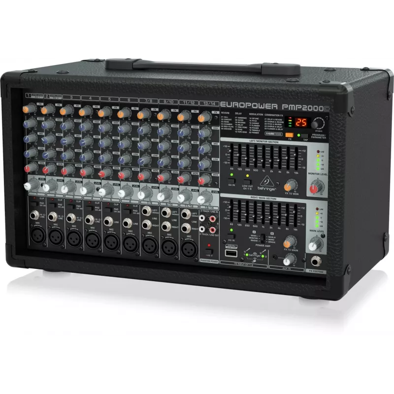 Behringer PMP2000D audio mikseris 14 kanāli 2000 W melns