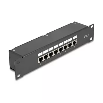 DeLOCK 10 collu savienotāju plākšņu panelis 8 portu Cat.6 RJ45 Melns 1U