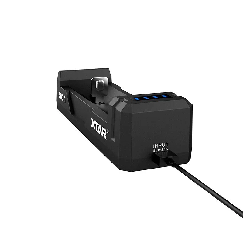 Bateriju lādētājs XTAR SC1 vienas vietas USB‑C Li‑ion 18650 elementiem, 1 nodalījums, melns