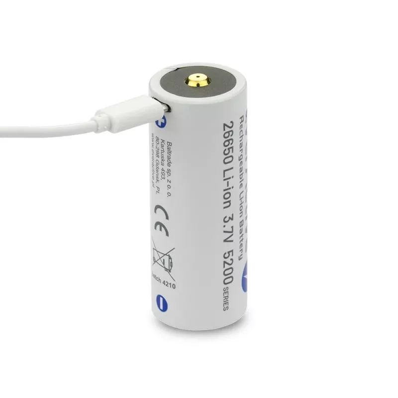 Uzlādējamā baterija everActive EV26650-52M 3.7V 5200mAh ar Micro USB uzlādi