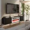 Cama RTV skapis LARA 183x35x37 melns matēts + balts kamīns