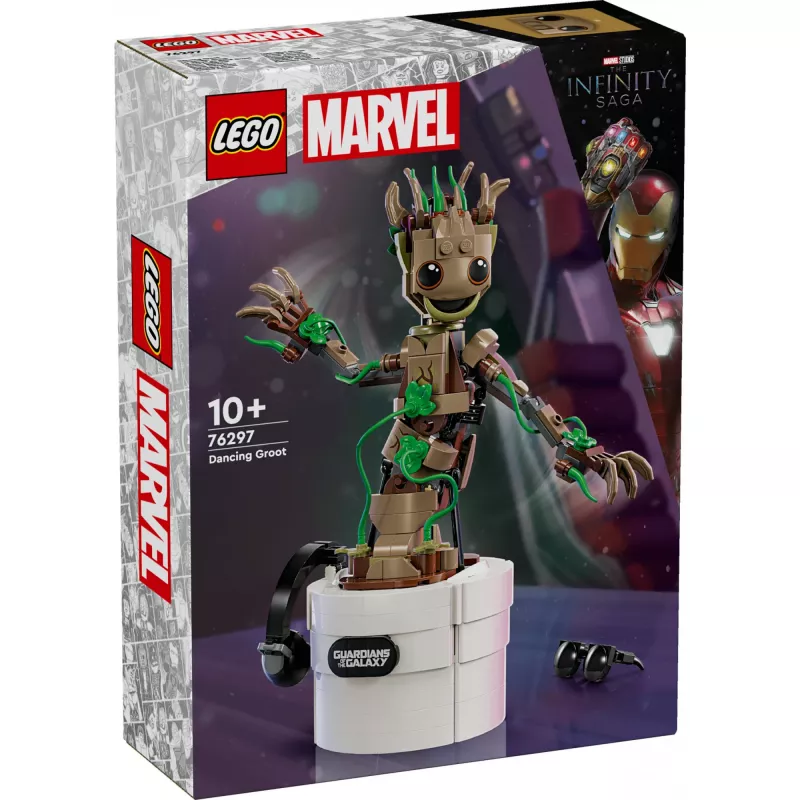 LEGO Marvel Dejojošais Groot būvējama animēta rotaļlieta darbības figūra Galaktikas sargi tēls bērnu ar roku darbināms interaktīvs rotaļu komplekts supervaronis