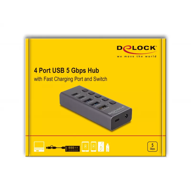 USB centrmezgls Delock 64248 5 Gbps 2 x Type-A 2 x Type-C 1 ātrās uzlādes ports