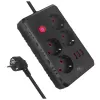 Pagarinātājs MACLEAN MCE393 B — 4 rozetes, 3×USB, 110–240V, 2500W, 3 m kabelis, melns