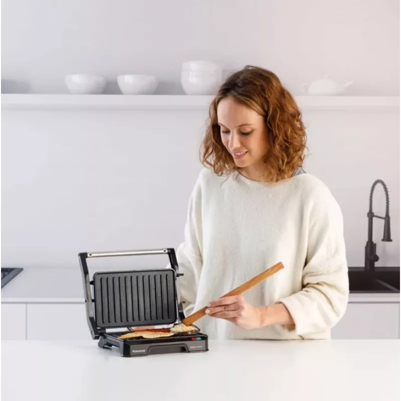 Kontakta grils Taurus MYGRILL LEGEND 1000W, nerūsējošais tērauds/melns, cepamā virsma 230×145 mm
