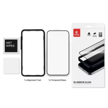 Rūdīta stikla ekrāna aizsargs Crong 9H Full Glue iPhone 16/15
