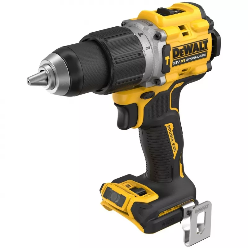 Pistoles roktura urbjmašīna DeWalt DCD805NT-XJ — 18 V bezsuku motors, 2000 apgr./min, 90 N·m, 13 mm patrona, 1,34 kg