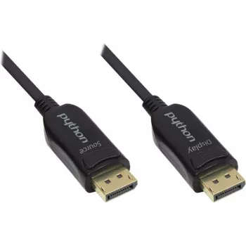 Optiskais hibrīda DisplayPort 1.2 savienojuma kabelis, 4K2K / UHD 60Hz, zeltīts spraudnis un vara kontakti, melns, 100m, PYTHON® sērija (GC-M0180)