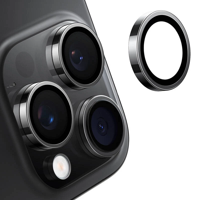 Kameras stikla aizsargs Torras iPhone 16 Pro Max — Lensguard, Melns