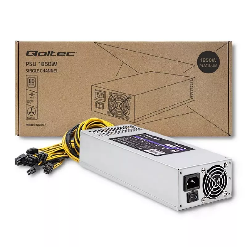 Qoltec 50350 barošanas bloks 1850W PCI-E | 80 Plus Platinum | Gaming Miner