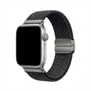 Rokassprādze GUAN Premium priekš Apple Watch 38/40/41/42mm — Melna/Pelēka nomaiņas siksniņa