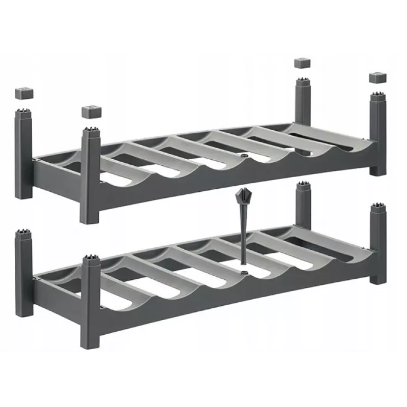 Galda vīna plaukts rotho VARIO 6 pudeļu ietilpība, salokāms, pelēks, 600×220×140 mm