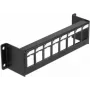 Patch panel DELOCK 86611, metāla 19 collu 1U, platums 44 mm, augstums 41,6 mm, dziļums 175 mm, melns