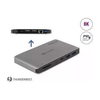 Dokstacija DeLOCK Thunderbolt 3 8K Dual DisplayPort USB LAN SD Audio PD 3.0
