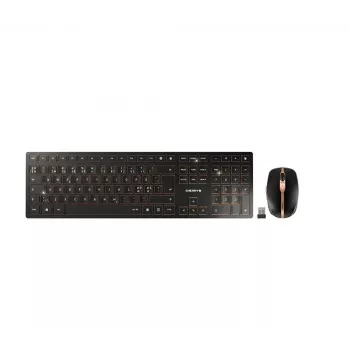 CHERRY DW 9100 SLIM tastatūra un pele, universāls RF bezvadu + Bluetooth, melns