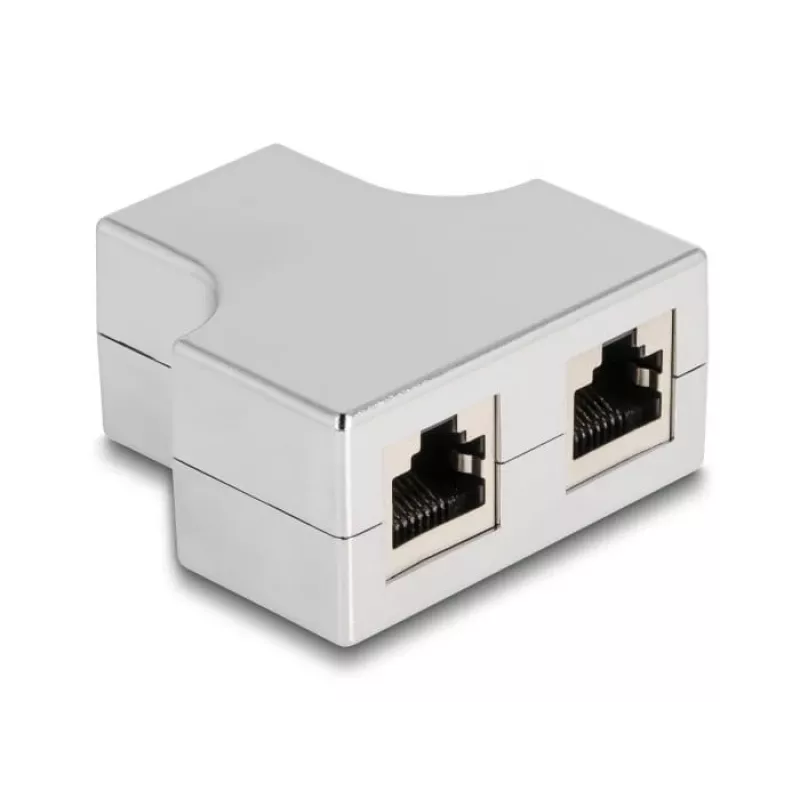 DeLOCK RJ45 sadalītāja T adapteris 1 x RJ45 ligzda -> 2 x RJ45 ligzda Cat.5e STP