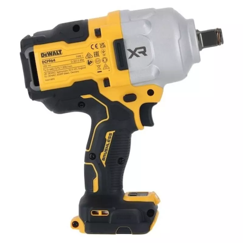 Bezvada triecienskrūvgriezis DeWalt DCF964NT-XJ — bezsuku, 18 V Li-Ion, 3/4 collu patrona, 3 pārnesumi, 4 režīmi, maks. griezes moments 1925 Nm, 1200 apgr./min.