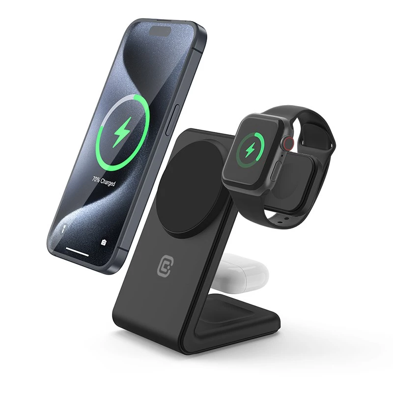 Iekštelpu lādētājs Crong CRG-MSPS-BLK viedpulkstenim melns Lightning USB bezvadu