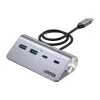 USB centrmezgls Unitek H1337AGY01 — 4 portu (2×USB-C, 2×USB-A), līdz 5 Gbps katram portam, alumīnija, sudraba krāsā
